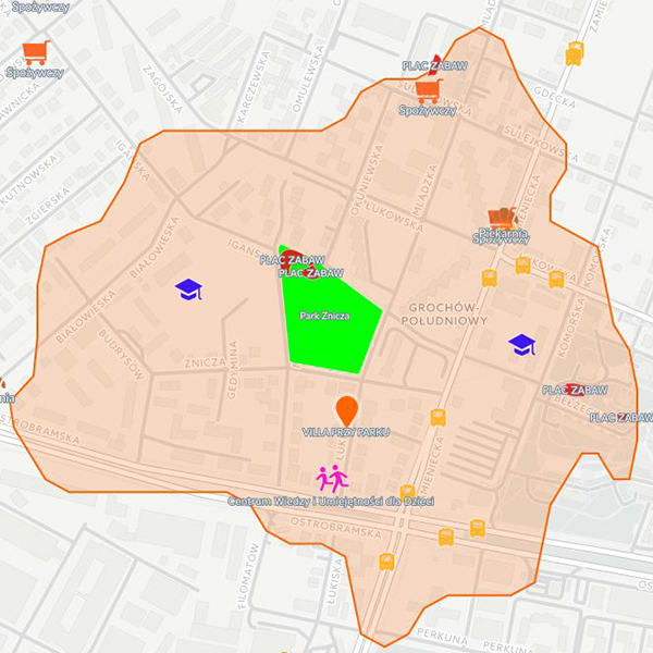 mieszkanie trzypokojowe Villa przy Parku mapa